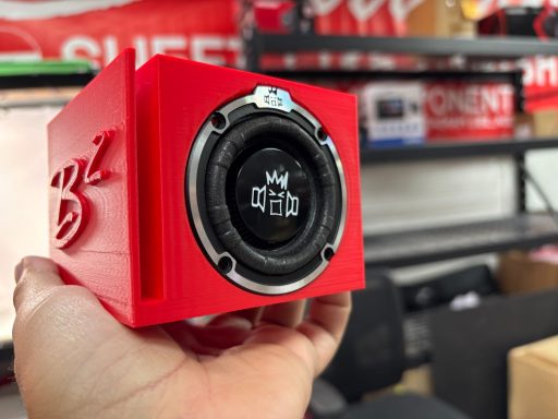 Photo of me holding a mini speaker