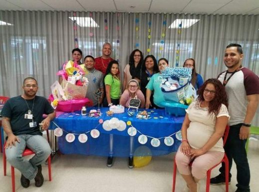 Photo of me and my coworkers at my baby shower, boston scientific 2017