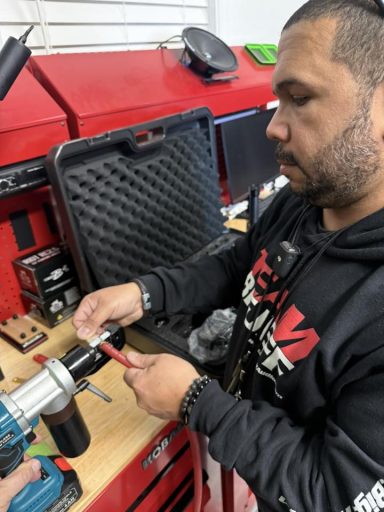 Photo of me doing some wire criping