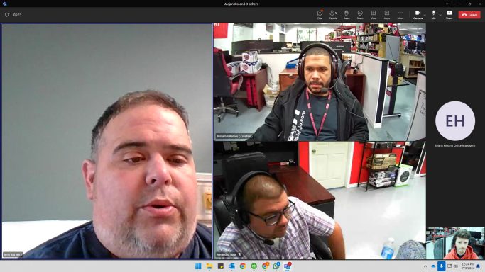 Screenshot of me and my bosses in a meeting