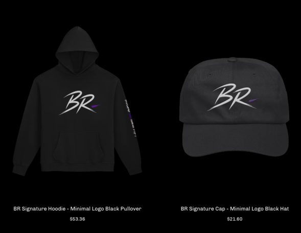 Black minimal hoodie and cap with BR logo streetwear collection